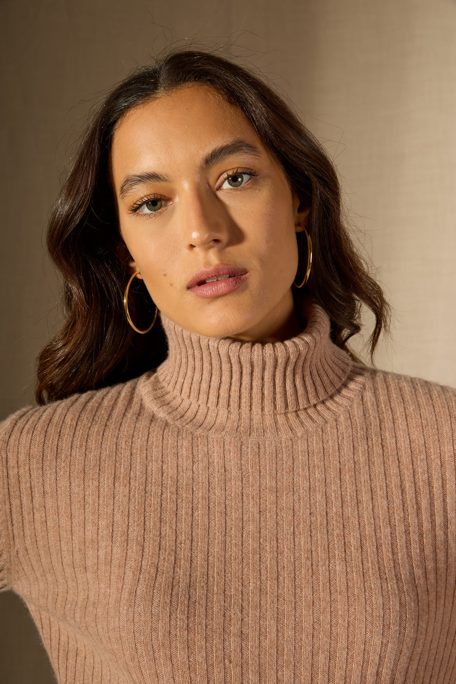 Round Neck Jumper - Souna - Camel Marl