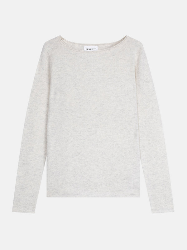 Megan Boat Neck Jumper - Mottled Pearl Grey