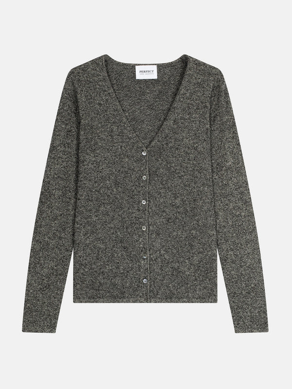 Cardigan med V-hals Paige - Sort/Hvid