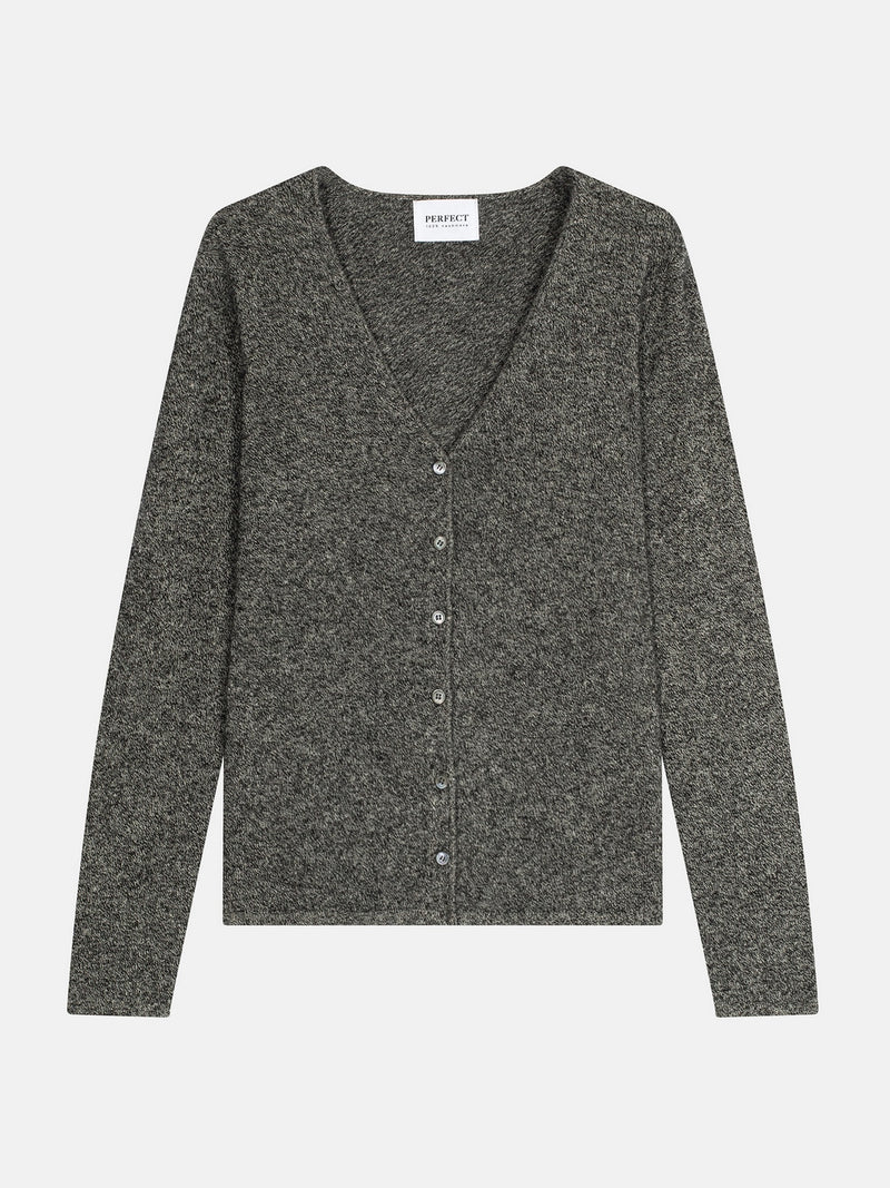 Cardigan Col V - Paige - Noir/Blanc