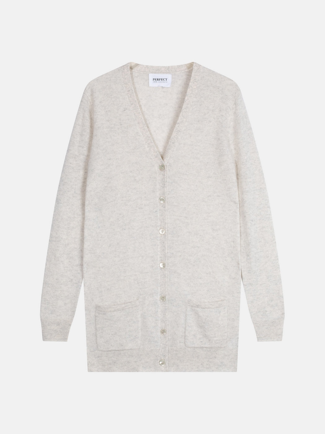 Cardigan med V-hals Pearl - Meleret perlegrå