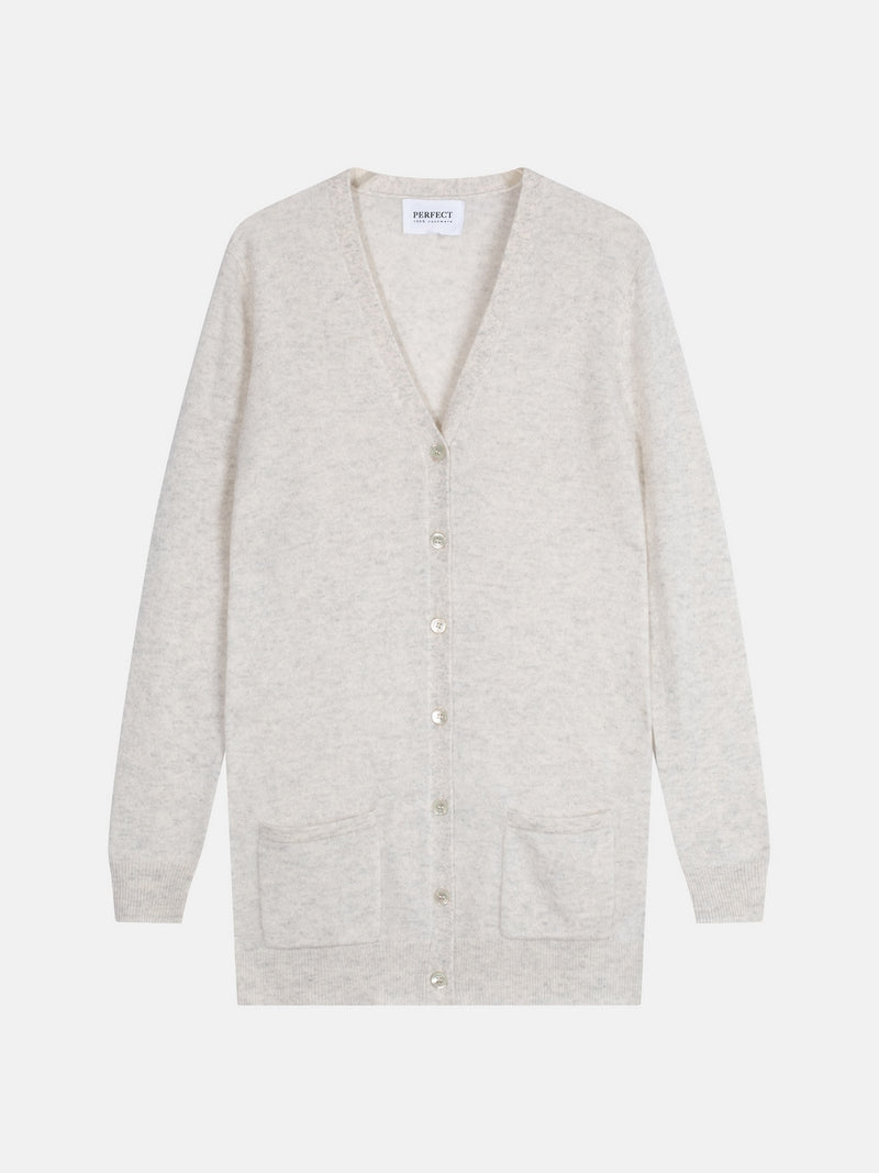 Cardigan Col V - Pearl - Gris Perle Chiné