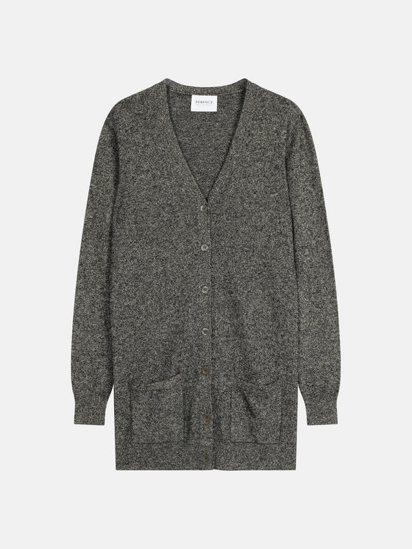 Cardigan med V-hals Pearl - Sort/Hvid