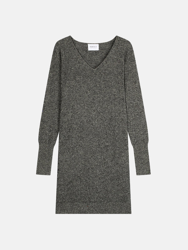 V-Neck Dress - Joy - Black/White
