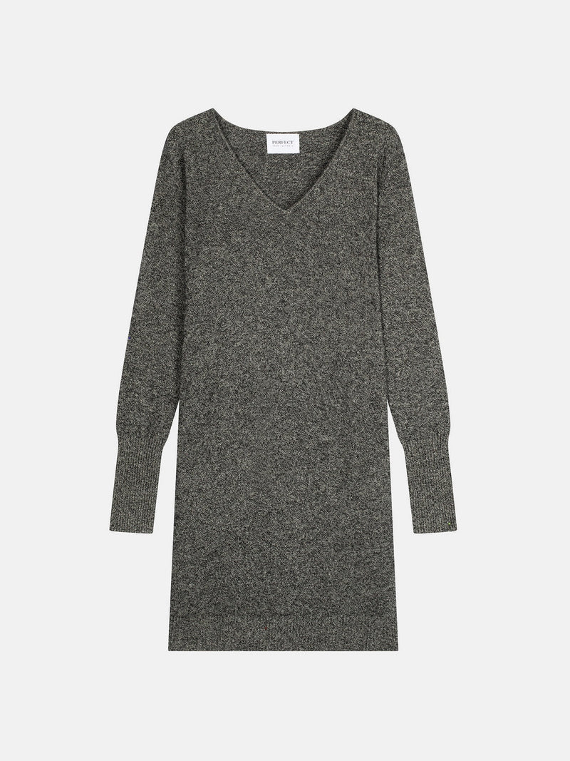 Vestido con cuello en V - Joy - Negro/Blanco