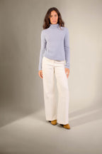 Pull Col Roulé 4 Fils Willow - Bleu Ivoire