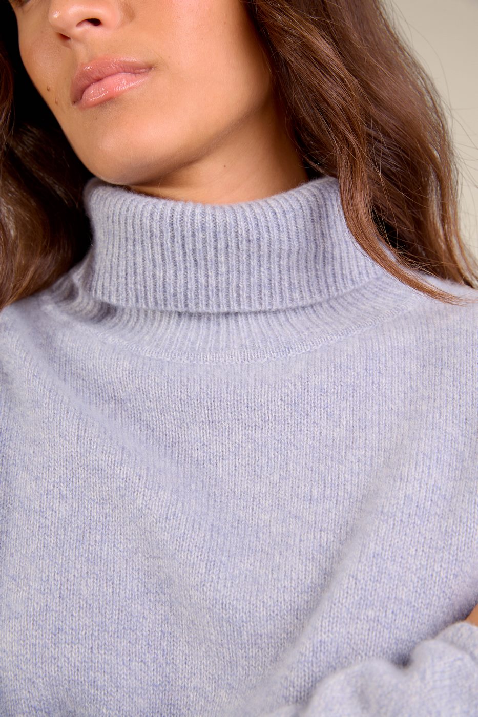 Pull Col Roulé 4 Fils Willow - Bleu Ivoire