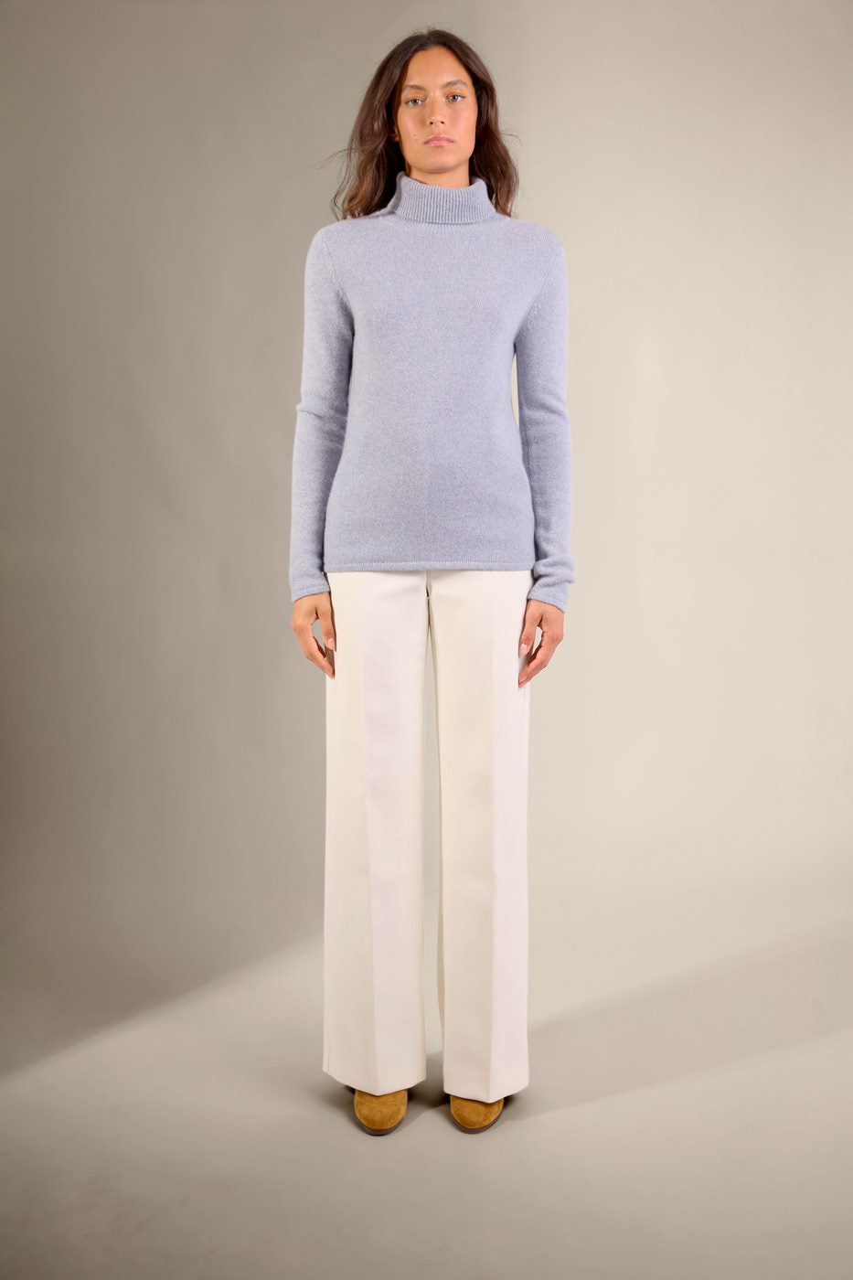Pull Col Roulé 4 Fils Willow - Bleu Ivoire