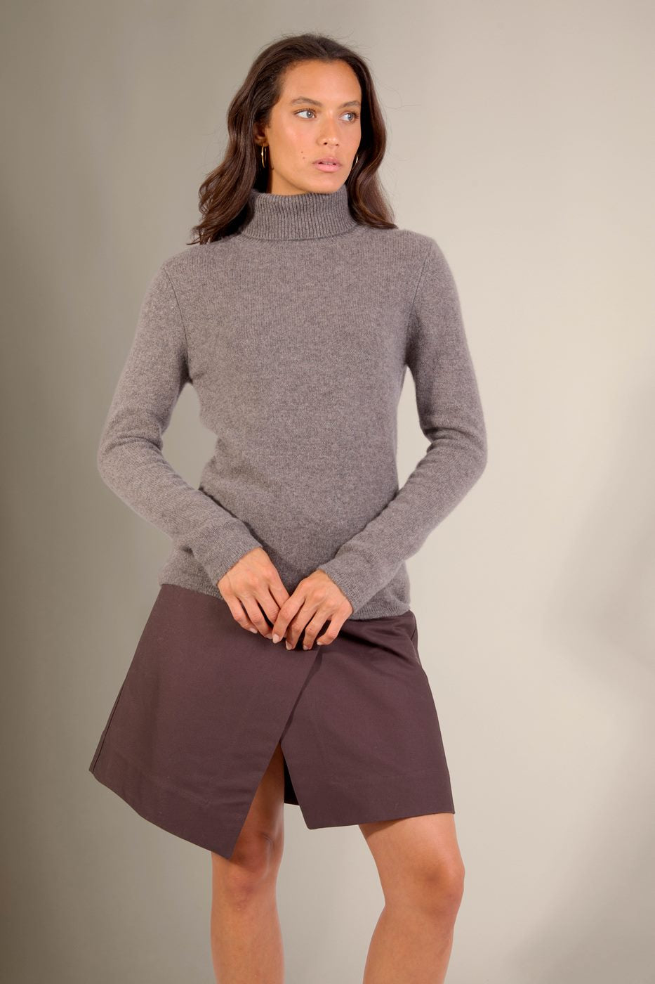 Pull Col Roulé 4 Fils Willow - Écorce Chiné