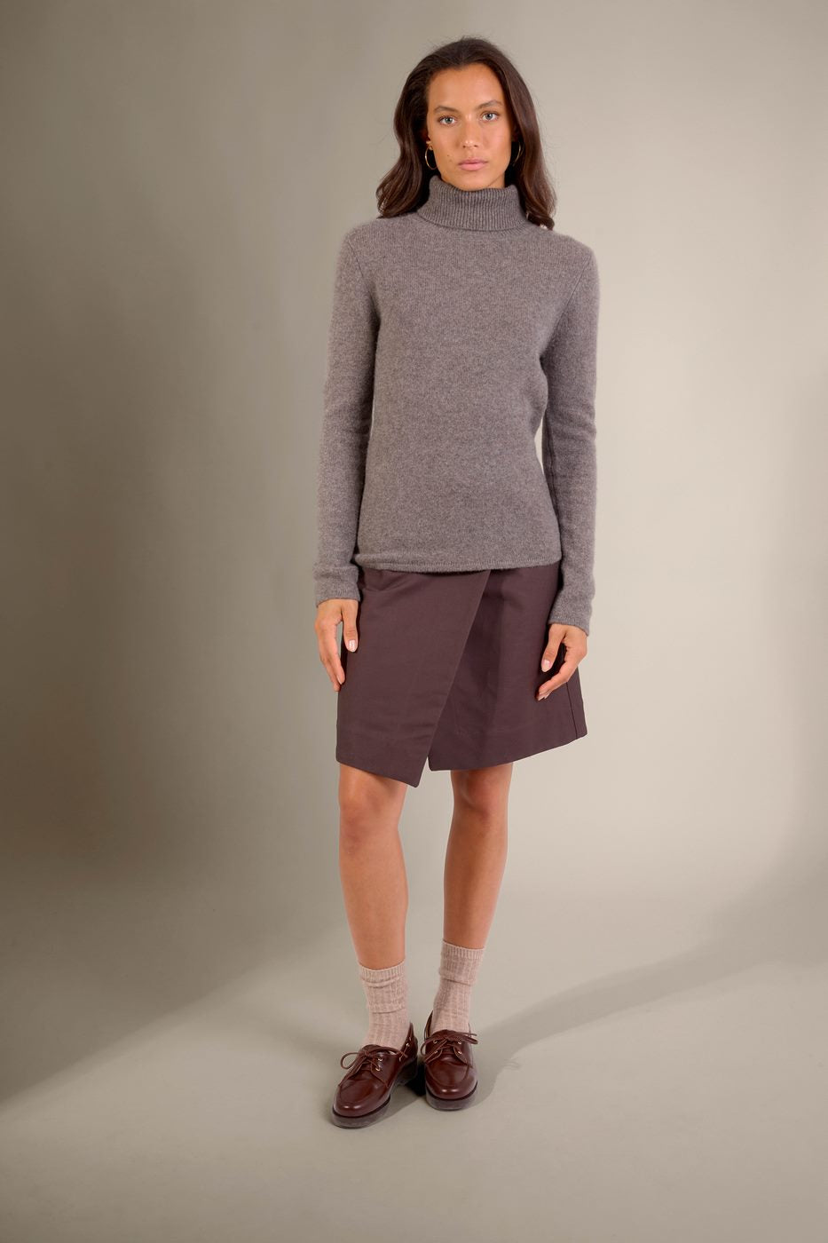 Pull Col Roulé 4 Fils Willow - Écorce Chiné