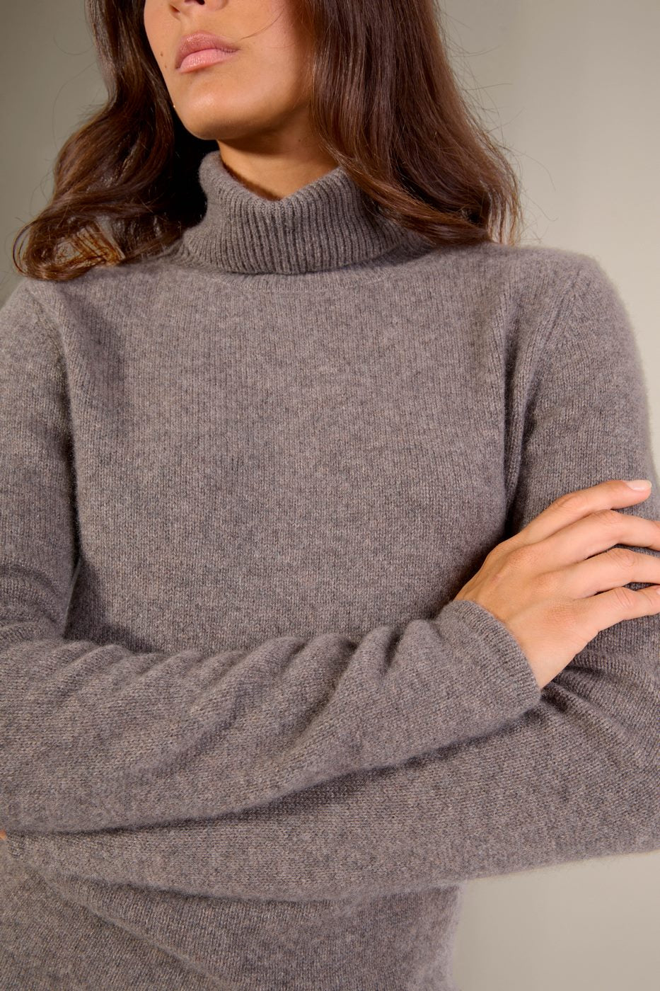 Pull Col Roulé 4 Fils Willow - Écorce Chiné
