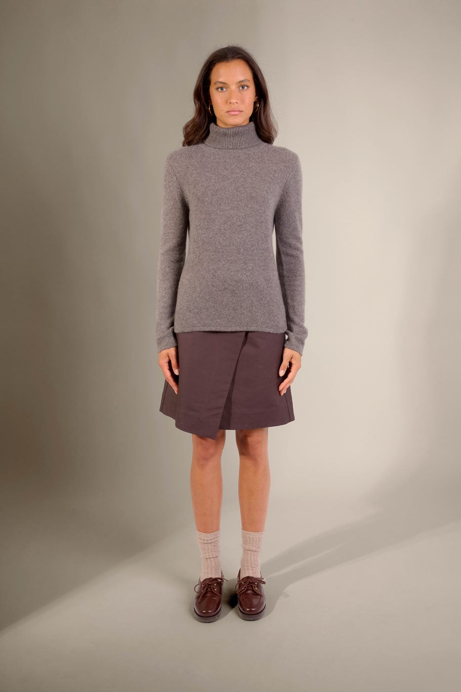 Pull Col Roulé 4 Fils Willow - Écorce Chiné
