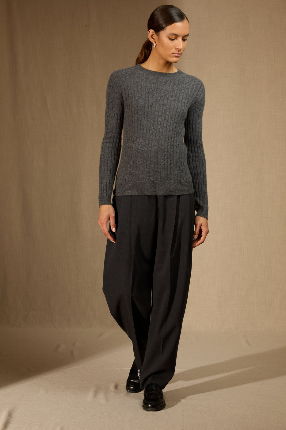 Pull Col Rond Kylie - Anthracite Chiné