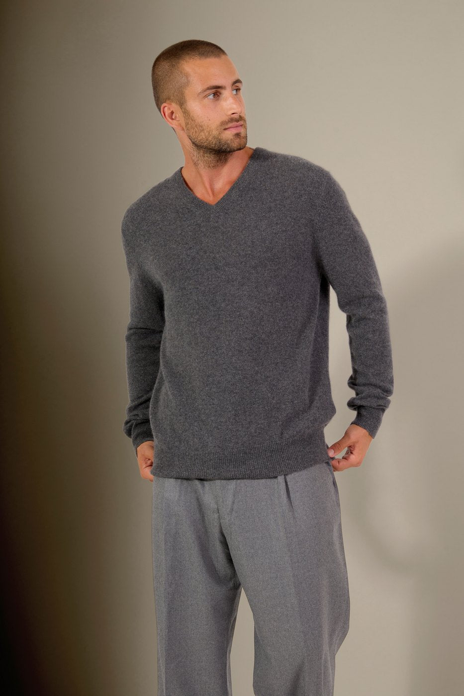 Pull Col V Alexander - Anthracite Chiné