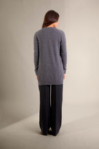 Cardigan Col V Pearl - Anthracite Chiné
