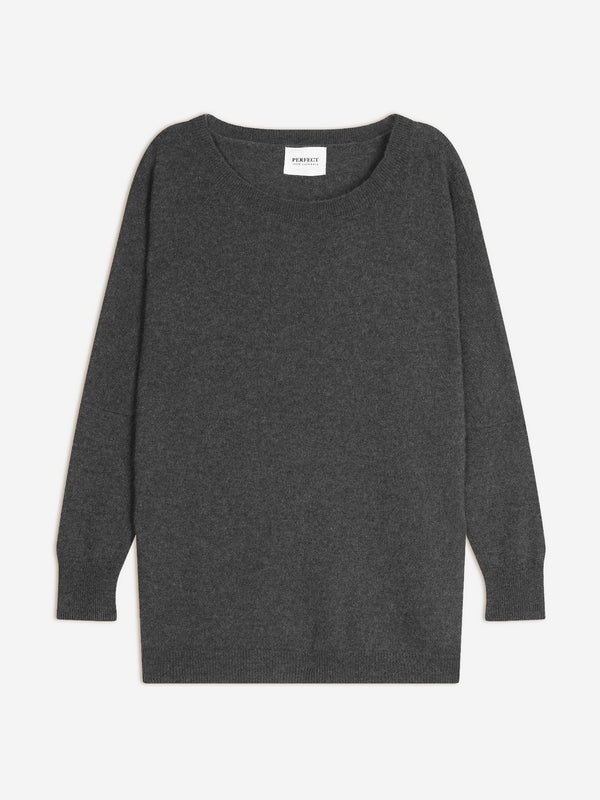 Sweter z rękawami nietoperzowymi Molly - Melanżowy antracyt