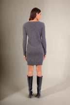 Robe Col V Joy - Anthracite Chiné