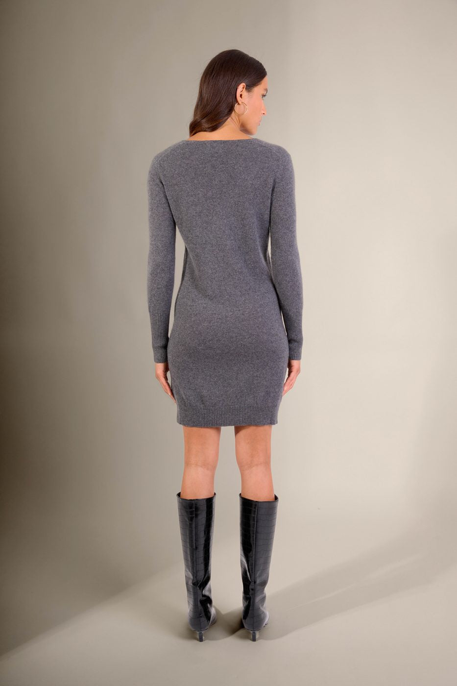 Robe Col V Joy - Anthracite Chiné