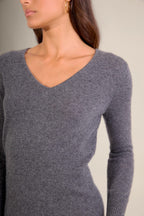 Robe Col V Joy - Anthracite Chiné