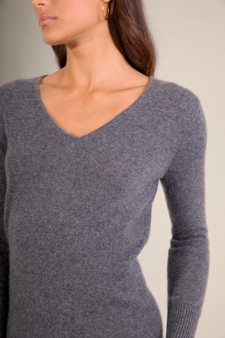 Robe Col V Joy - Anthracite Chiné