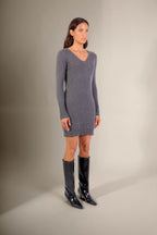 Robe Col V Joy - Anthracite Chiné
