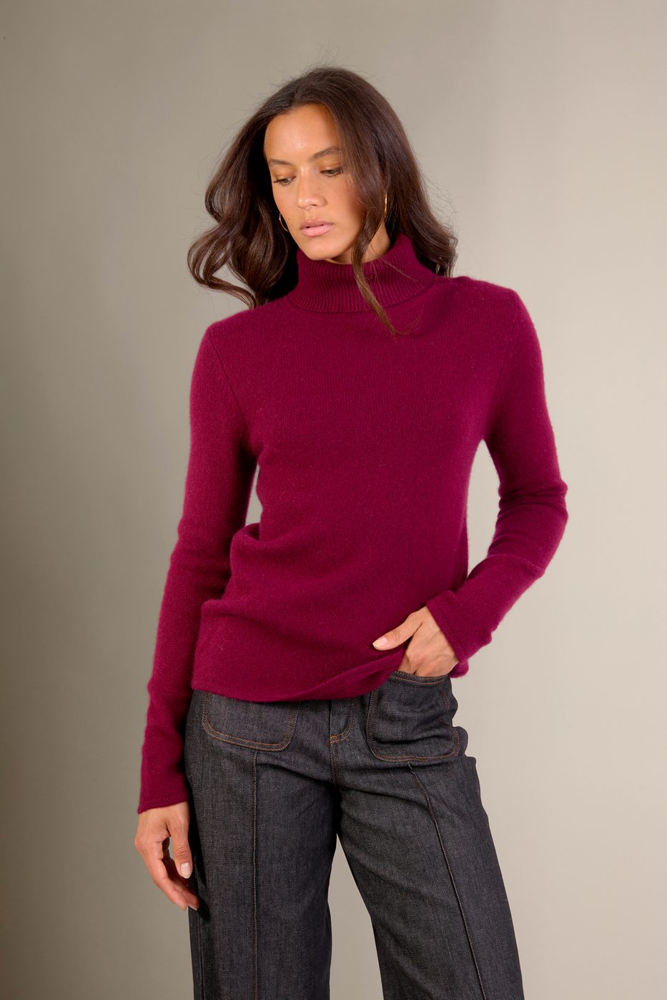 Pull Col Roulé 4 Fils Willow - Bordeaux