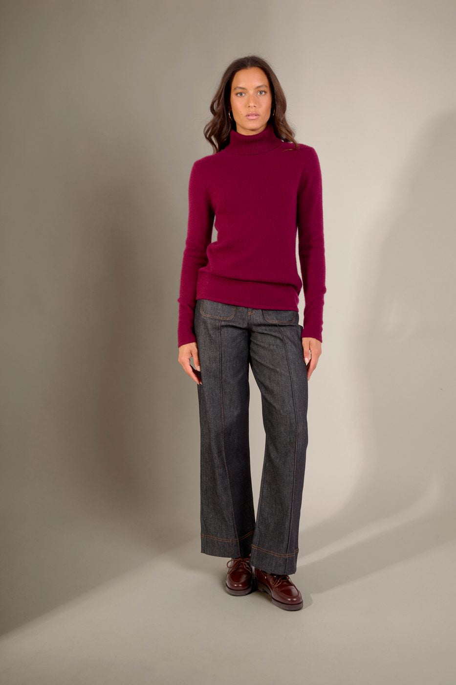 Pull Col Roulé 4 Fils Willow - Bordeaux