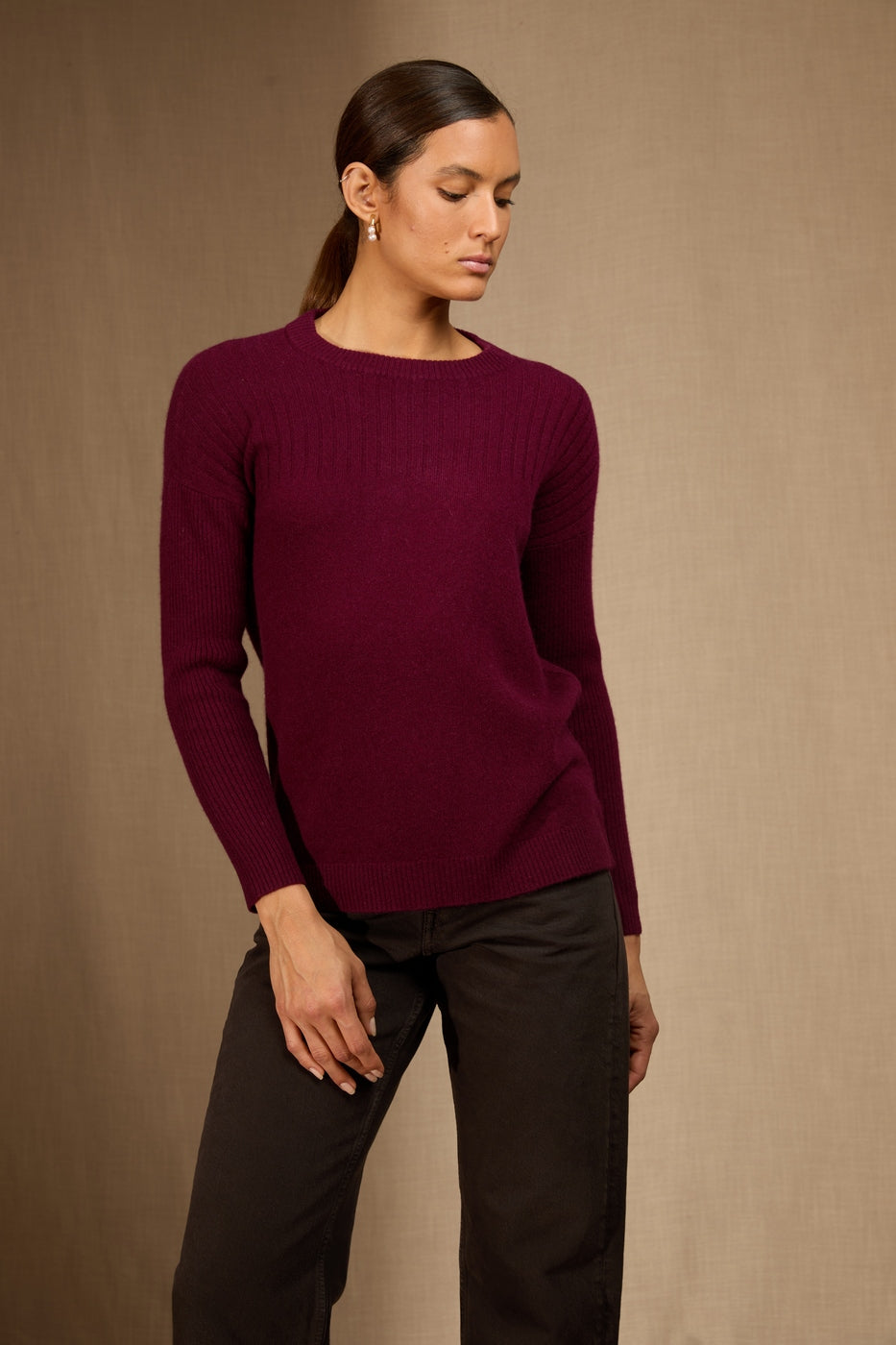 Pull Col Rond Amvira - Bordeaux