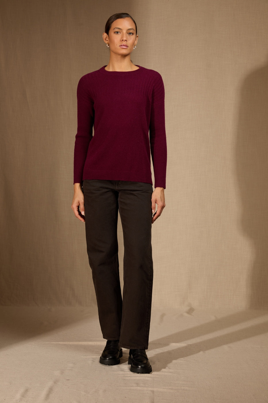 Pull Col Rond Amvira - Bordeaux