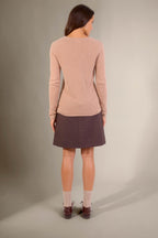 Maglione Collo A V 4 Fili Gaby - Cammello Melange