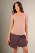 T-Shirt Col V Efimia - Camel Chiné