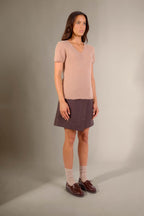 T-Shirt Col V Efimia - Camel Chiné