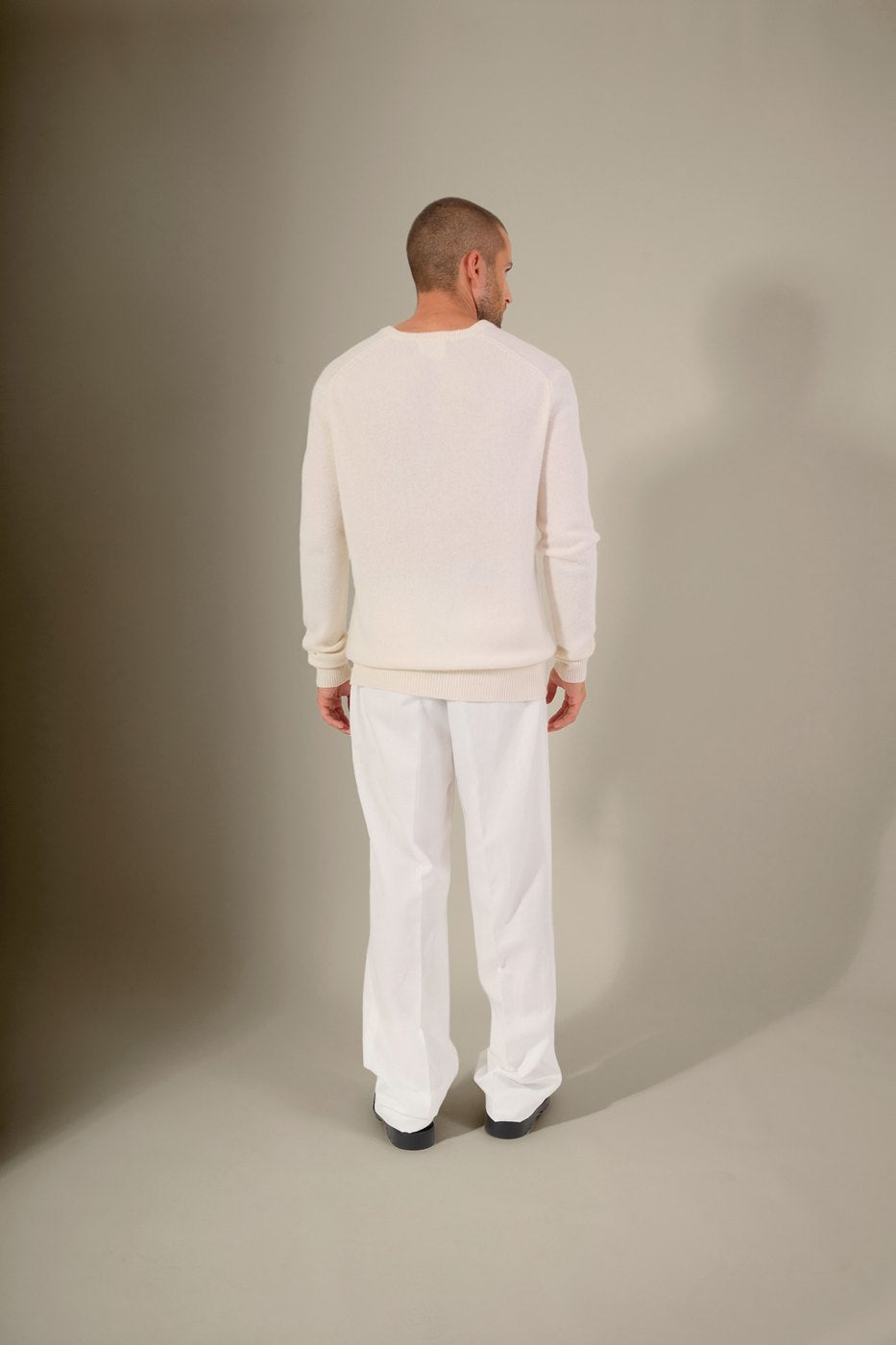 V-Neck Sweater, 4-Ply - Enzo - Snow