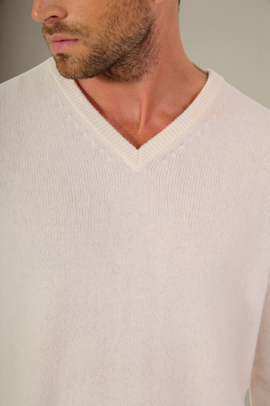 V-Neck Sweater, 4-Ply - Enzo - Snow