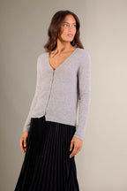 V-Neck Cardigan - Paige - Heather Cloud