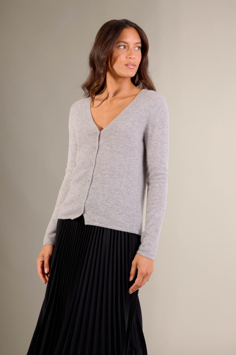 V-Neck Cardigan - Paige - Heather Cloud