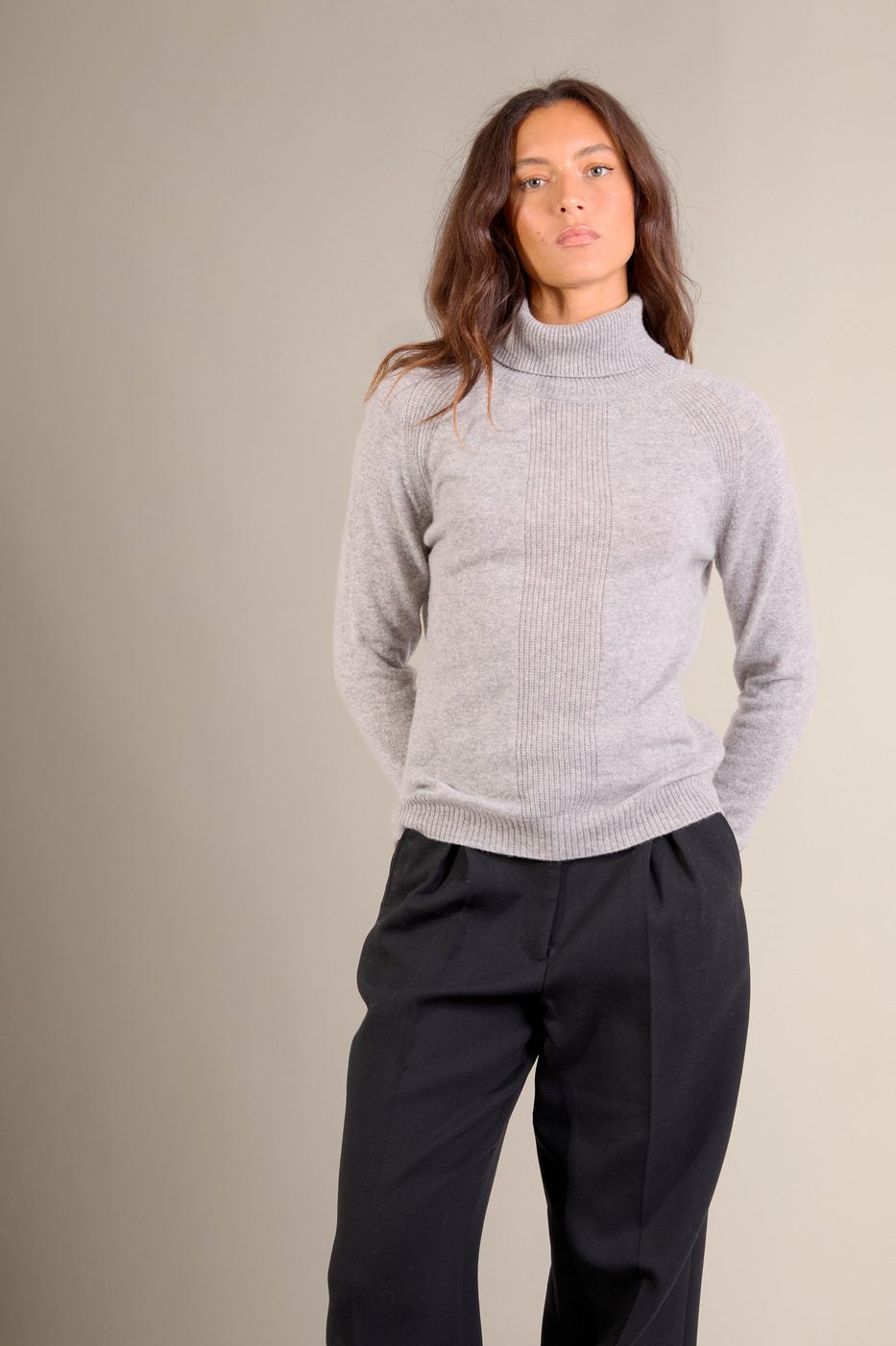 Turtleneck Sweater - Lilly - Heather Cloud