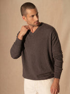 Pull Col V Alexander - Taupe Chiné