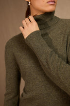 Pull Col Roulé Tracy - Vert Armée Chiné