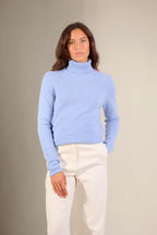 Pull Col Roulé 4 Fils Willow - Bleu Ciel Chiné