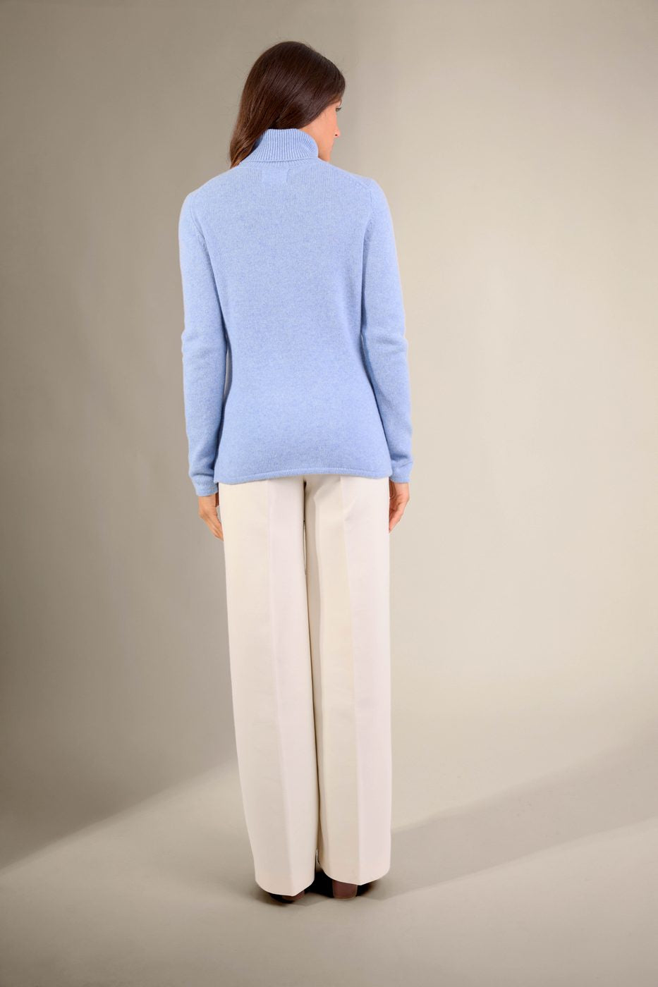 Pull Col Roulé 4 Fils Willow - Bleu Ciel Chiné