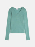 Pull Col V 4 Fils Gaby - Vert Chiné