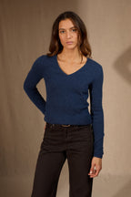 Pull Col V 4 Fils Gaby - Océan Chiné