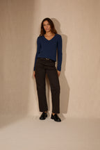 Pull Col V 4 Fils Gaby - Océan Chiné