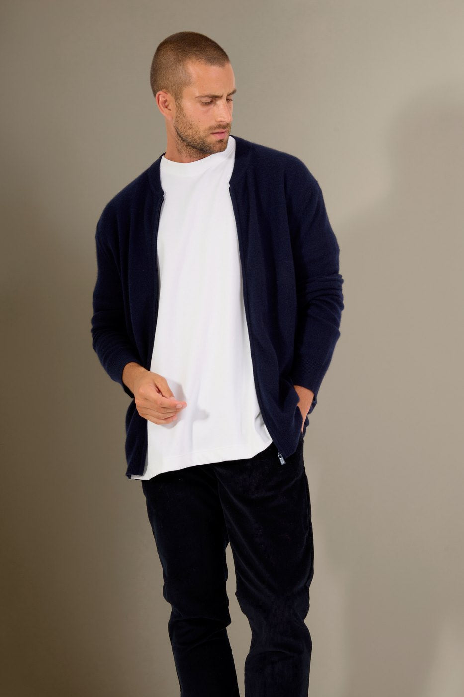 Gilet Zippé Col Mao Ramon - Marine