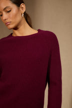 Pull Col Rond 4 Fils Oceane - Bordeaux