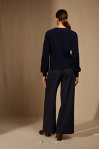 Pull Col Lavallière Ruba - Marine