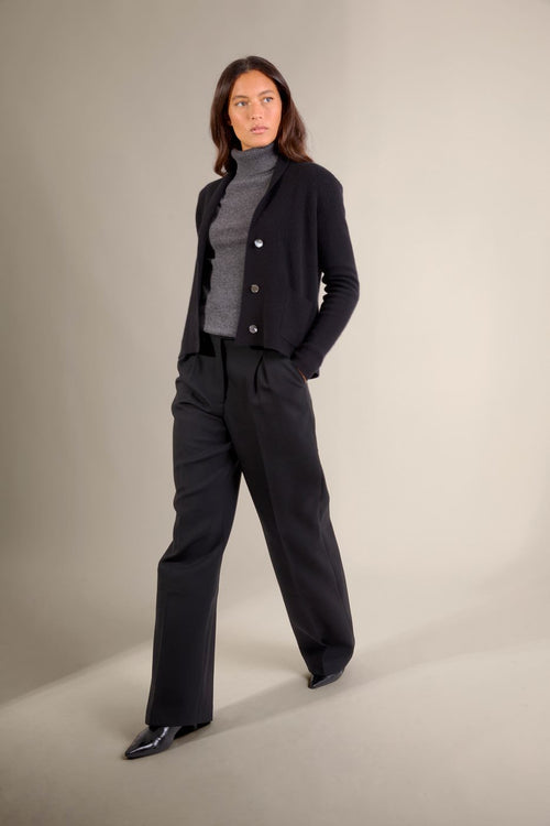 Veste Boutonnée Col Châle - Mila - Noir