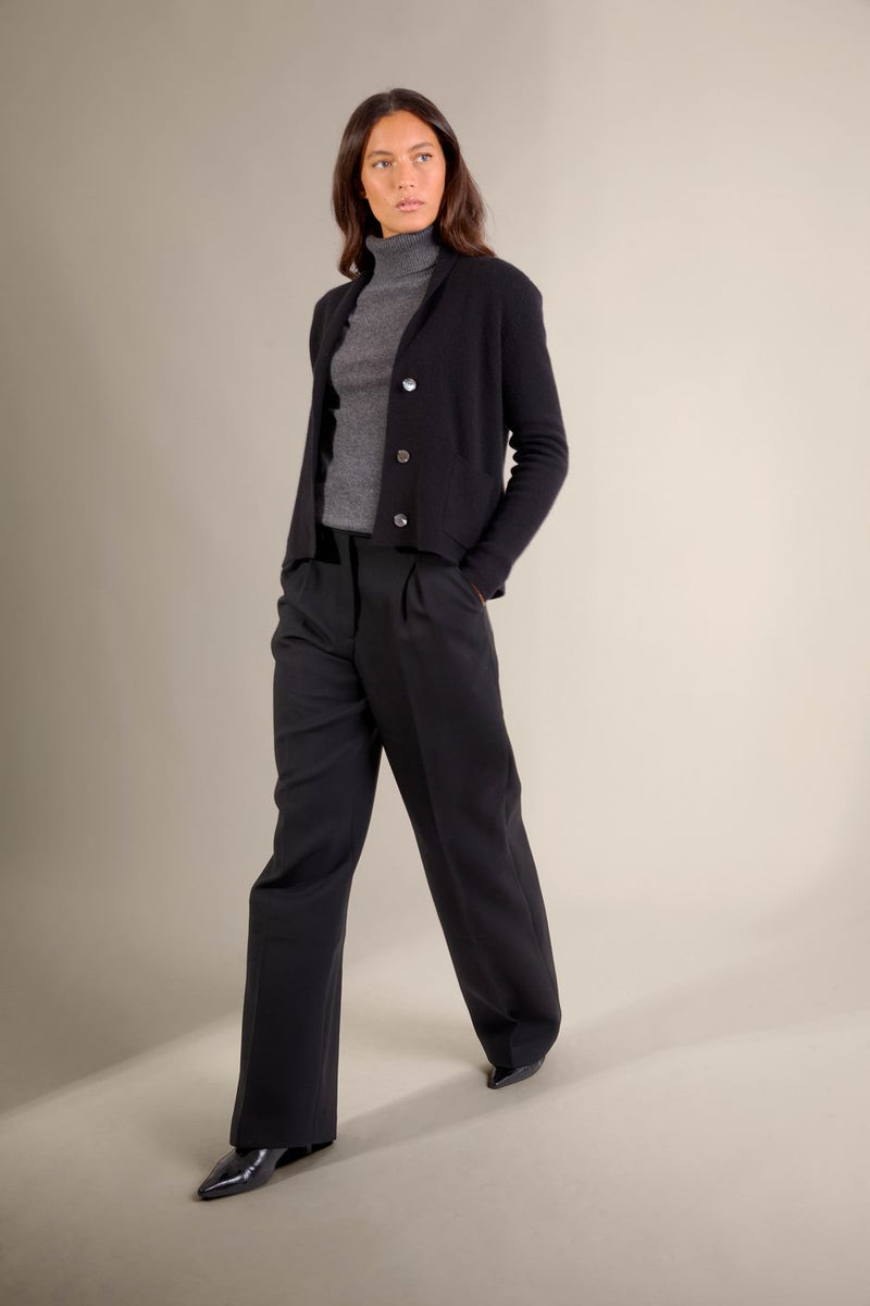 Veste Boutonnée Col Châle - Mila - Noir