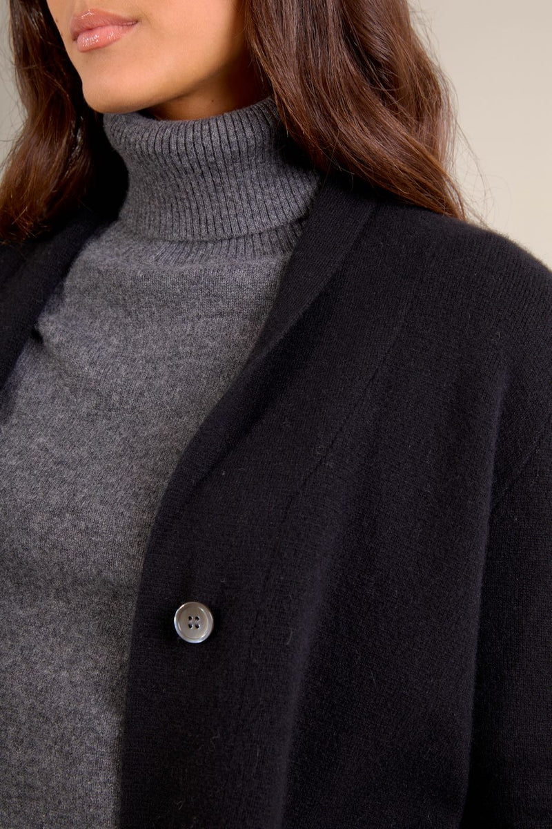 Veste Boutonnée Col Châle - Mila - Noir